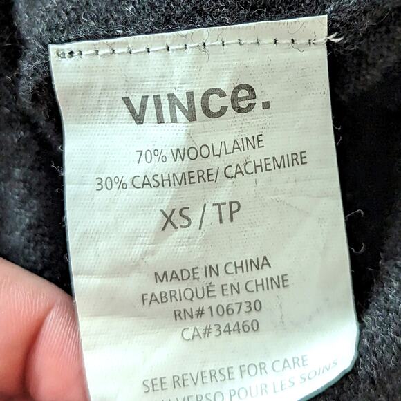 Vince Black Boat Neck Wool Cashmere Side Slit Sweater Tunic Lightweight Women XS - Picture 8 of 11